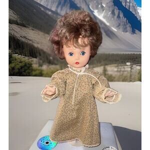 -DOLL VTG 15” Vinyl Blue Eyes Open & Close Brown Hair